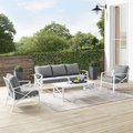 Claustro Outdoor Sofa Set, Gray & White - Sofa, Coffee Table & 2 Arm Chairs - 4 Piece CL2451141